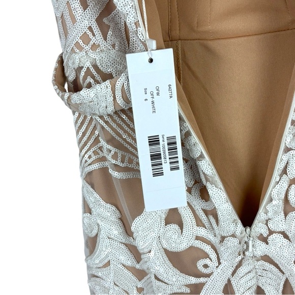 JOVANI 64277 OFF WHITE SEQUIN DECO SWEETHEART FITTED TRUMPET EVENING GOWN DRESS - Picture 15 of 15